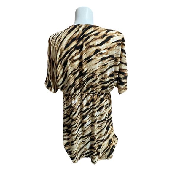 LEITH Tigeress Plus Size 1X Mini Dress - Deep V-Neck Short Dolman Sleeves - Picture 5 of 9